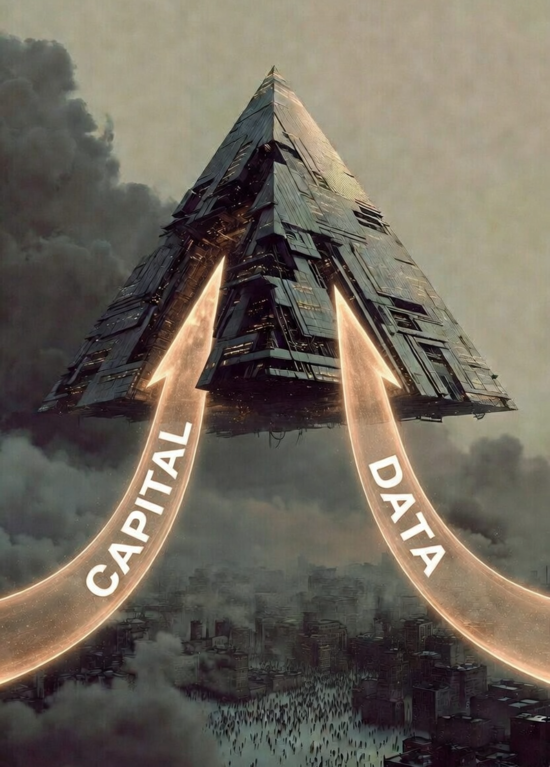 Hyperscaler model — capital and data feeding an extractive pyramid